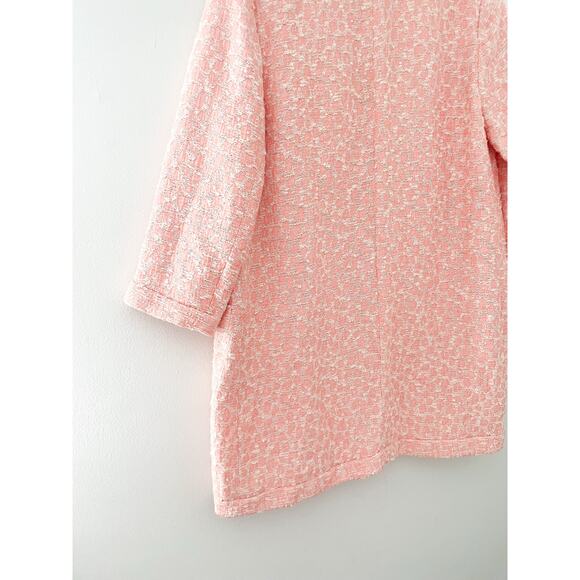 Zara Boucle Overcoat Size Medium Pink Peach Jacquard Shacket Jacket Coat - Picture 10 of 12